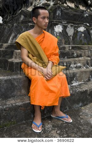 Buddhistic Monk v Luang Prabang, Laos
