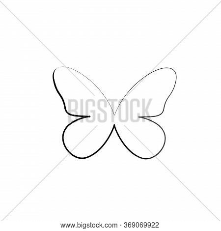 Simple Beautiful Watercolor Butterfly Silhouette. Stock Vector Illustration Isolated On White Backgr