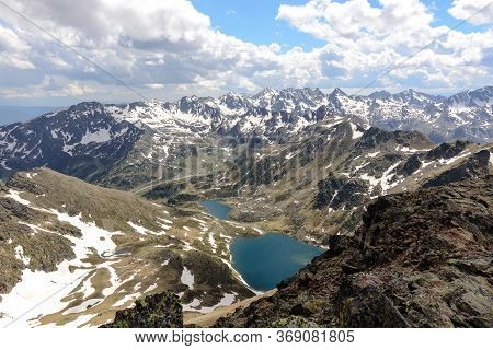 Pic Of Tristaina. Beautiful View Hiking In The Andorra Pyrenees Mountains In Ordino, Near The Lakes 