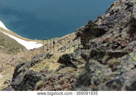 Beautiful View Hiking In The Andorra Pyrenees Mountains In Ordino, Near The Lakes Of Tristaina.
