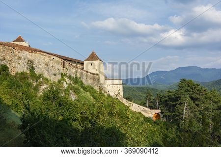 View Of The Cetatea Râșnov (rasnov Fortress). Romania, Brasov County