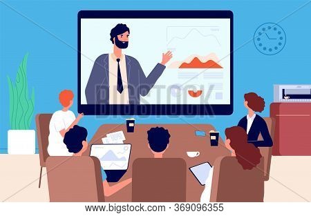 Online Conference. Business Meeting, Communication With Superiors Or Team Leader Via Video. Isolatio