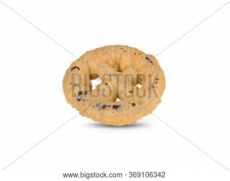 Thai Dessert Kanom-kong Stuffing With Red Bean On White Background