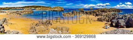 Scenic Coasts And Coastal Towns In Northern Spain.noja Beach In Cantabria,spain.