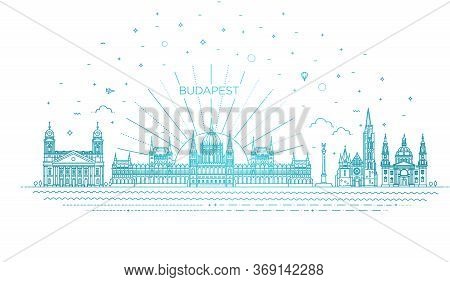 Hungarian Travel Landmark Of Historical Building Thin Line Icon