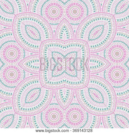 Abstract Portugese Azulejo Tile Seamless Pattern. Ethnic Structure Vector Motif. Textile Print Desig
