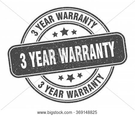3 Year Warranty Stamp. 3 Year Warranty Label. Round Grunge Sign