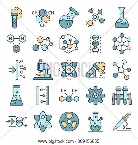 Chemistry Lab Icon Set. Outline Set Of Chemistry Lab Vector Icons For Web Design Isolated On White B