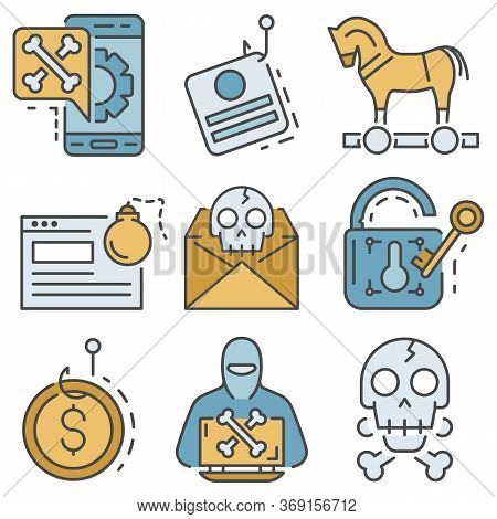 Phishing Icon Set. Outline Set Of Phishing Vector Icons For Web Design Isolated On White Background