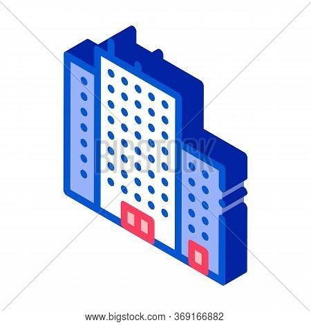 Tenement House Skyscraper Vector Isometric Sign. Color Isolated Symbol Illustration
