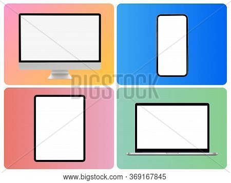 Device Simple Trendy Set On Gradient Background