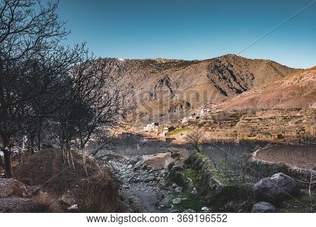 Toubkal National Park Very Close To The Small Village Of Imlil In The Atlas Mountains, Morocco. Hiki