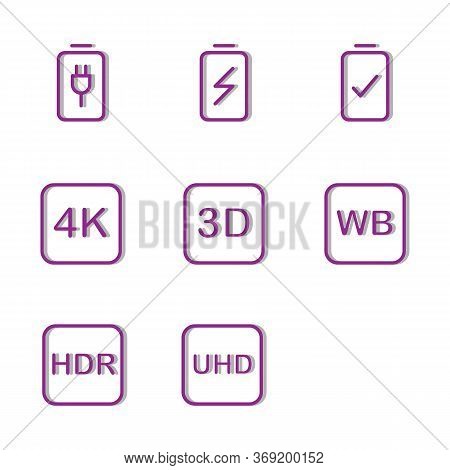 Photo Editor Icon Set Include Battery, Charge, Device, Plug, Charging, Energy, Electricity, Camera, 