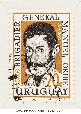 Seattle Washington - May 30, 2020:  Portrait Of Brigadier General Manuel Oribe On 1961 20c Uruguay P