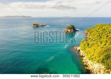 An aerial view of Hahei Beach New Zealand