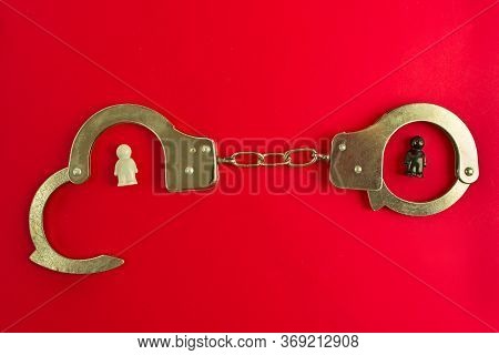 Handcuffs And White And Black People, Antisemitism And Racism, Discrimination And Violation Of Human