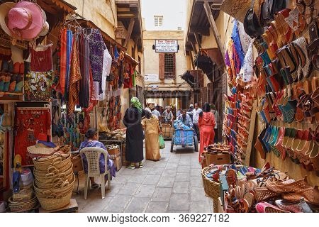 Fez, Morocco - May 31, 2017: View Of The Market In Medina Quarter Of Fez. The Medina Of Fez Is Liste