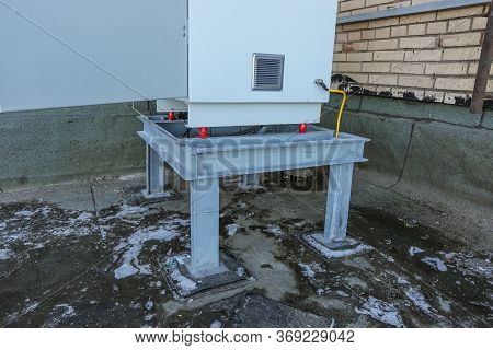 Russia, Saint-petersburg - April 30, 2018: Climatic Vandal-proof Cabinet With Microwave Equipment An
