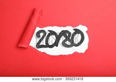 Numbers 20 And 80 On White Background, View Through Hole In Red Paper. Pareto Principle Concept