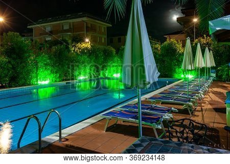 Lido Di Camaiore, Italy - September 5, 2011: Swimming Pool At The Hotel In Lido Di Camaiore. Italy