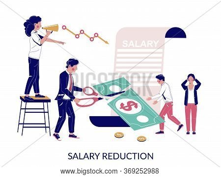 Salary Reduction, Vector Flat Style Design Illustration