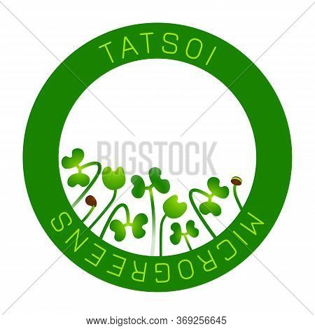Microgreens Tatsoi. Seed Packaging Design, Round Element In The Center