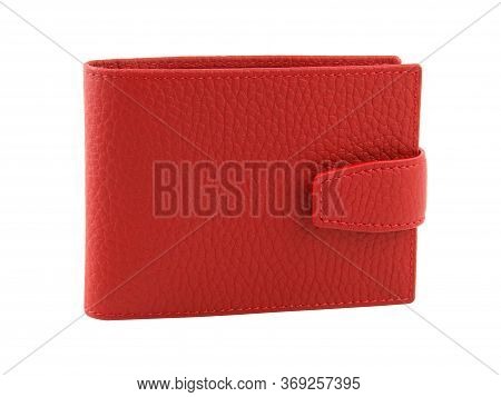 New Red Wallet Of Genuine Cattle Leather. Without Shadows. Isolated On White 
Background. Close-up S