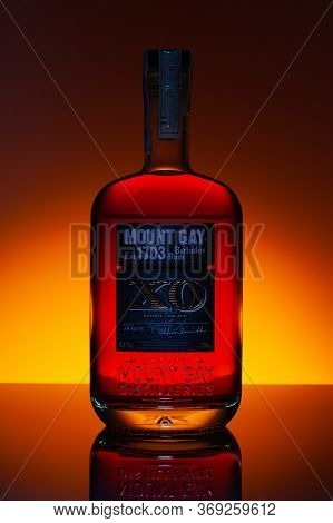 Prague, Czech Republic - 28 May,2020: Mount Gay Rum From Barbados. The Oldest Surviving Deed For The