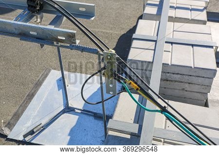 Russia, Saint-petersburg - April 30, 2018: Ground Cables Of Base Transceiver Station Bts Are Install
