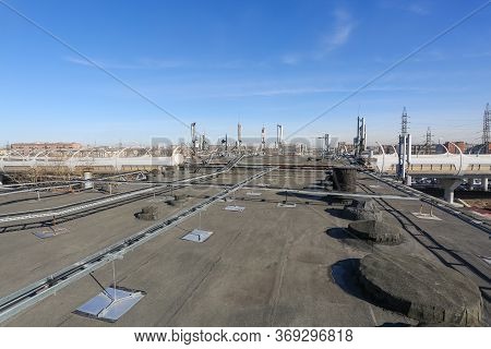 Russia, Saint-petersburg - April 30, 2018: Metal Ladder Trays With Power, Data, Optic And Ground Cab