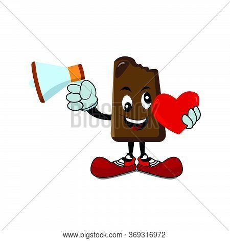 Ice Cream Character Mascot And Heart. Design Vector Illustration