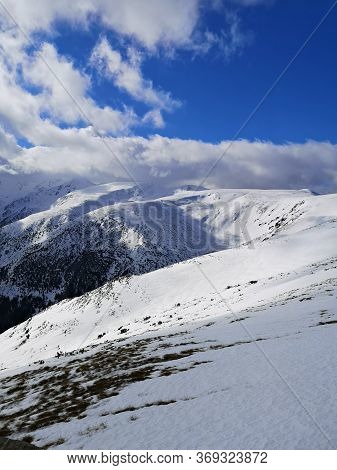 Amazing Landscape In The Mountains. Winter Landscape.