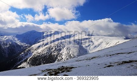 Amazing Landscape In The Mountains. Winter Landscape.