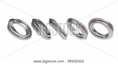 Iron infinity symbols on a white background
