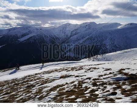 Trekking In The Mountains. Panoramic Landscape In The Mountains.