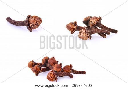 Set Of Cloves (flower Buds Of Syzygium Aromaticum). Clipping Paths, Shadow Separated;herb For Health