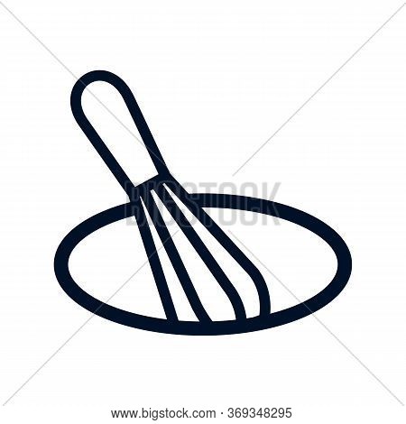 Line Icon Of Whisk For Mixing Eggs, Dough, Sauce And Other Ingredients For Cooking. Kitchen Utensils