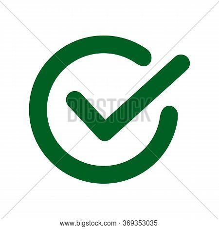 Check Mark Icon Symbol Vector. Tick And Cross Signs. Green Checkmark Icon, Isolated On White Backgro