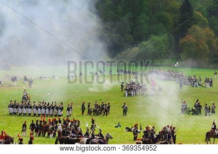 Battle Of Borodino - Historical Reenactment Of Russian-french Fight In 1812. Moscow Region, Russia. 