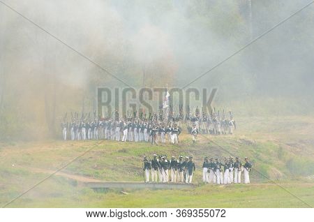 Battle Of Borodino - Historical Reenactment Of Russian-french Fight In 1812. Moscow Region, Russia. 