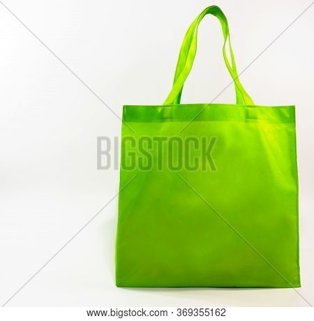 Green Bag For Go Shopping.no Plastic Bag Shopping Bag Concept On The White Blackground. Images For C