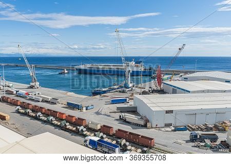 Port Of Savona-vado, Terminal. Italy. Panorama, Freight Dock
