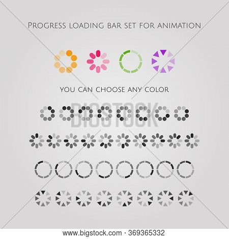 Loading Bar Icon Set, Different Slyles Of Web Loaders Design Collection. Flat Vector Design Elements