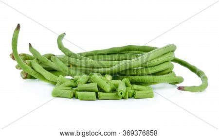 Yard Long Bean On White Vegetable  Fruit Slice Set Isolated Healthy Fresh Fruit Top View Vegetable A