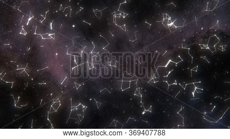 Night Sky Constellations And Twinkling Stars Astronomy Concept - Abstract Background Texture