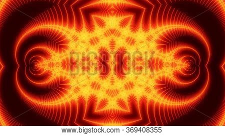Zoom In And Out Of Trippy Psychedelic Fiery Fractal Shape Pattern - Abstract Background Texture