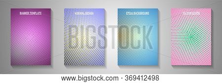 Creative Circle Faded Screen Tone Front Page Templates Vector Kit. Business Journal Perforated Scree