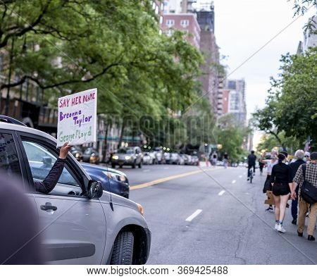 New York City, Ny - June 2 2020: Person Holding A Sign At A Protest For Black Lives Matter Movement 