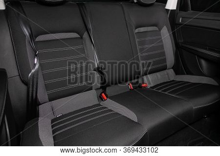 Novosibirsk/ Russia - May 25, 2020: Renault Arkana, Comfort Car Inside. Clean Car Interior: Black Ba