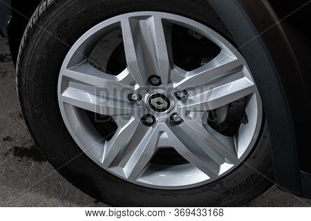 Novosibirsk/ Russia - May 25, 2020: Renault Arkana, Close-up Car Wheel With Aluminum Alloy Wheel And